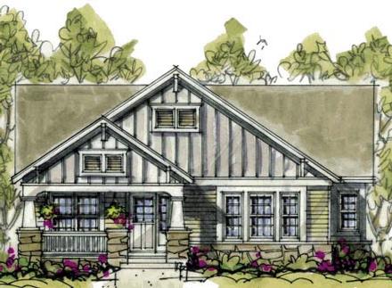 Bungalow Craftsman One-Story Elevation of Plan 69094