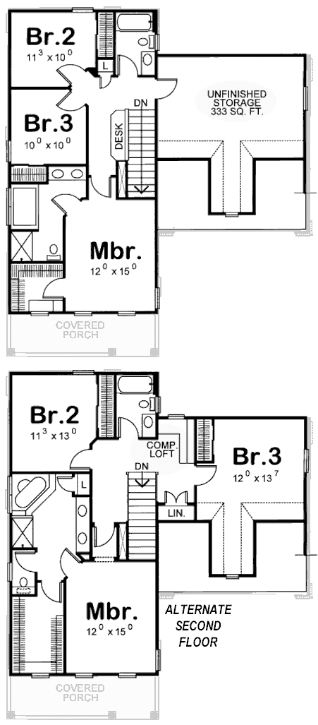 House Plan 69095 Second Level Plan