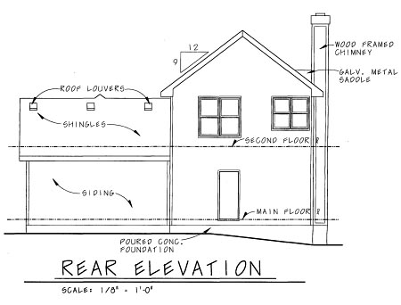 Craftsman Rear Elevation of Plan 69097