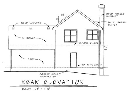 Craftsman Rear Elevation of Plan 69099