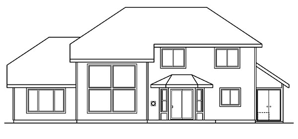 Traditional Rear Elevation of Plan 69100