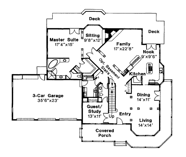 Country Farmhouse Level One of Plan 69102