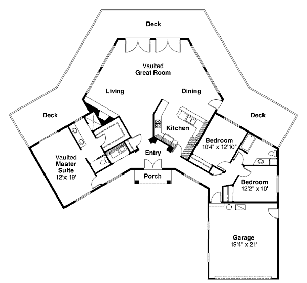 Contemporary One-Story Level One of Plan 69103