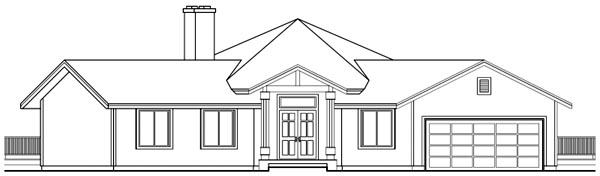 Contemporary One-Story Rear Elevation of Plan 69103