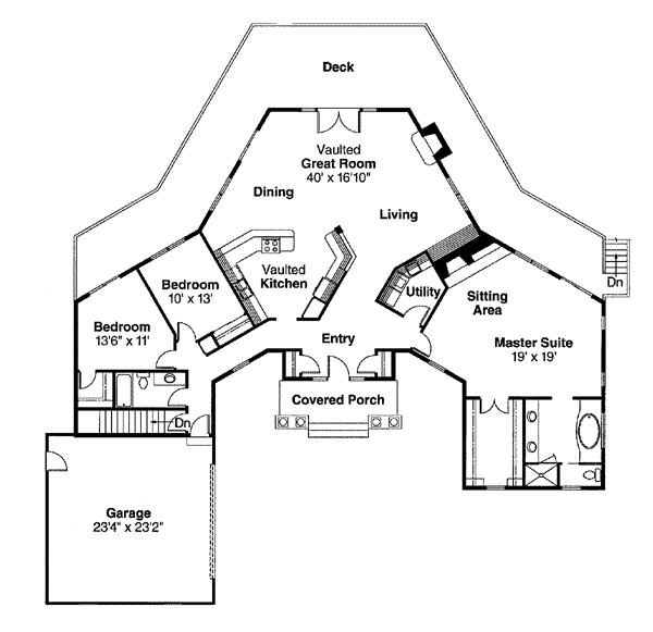 Contemporary One-Story Level One of Plan 69107