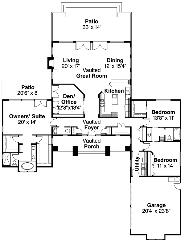 Craftsman Ranch Traditional Level One of Plan 69109
