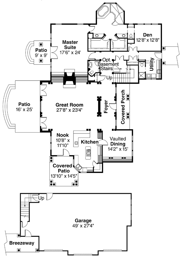 Traditional Tudor Level One of Plan 69110