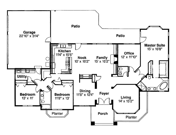 Mediterranean One-Story Level One of Plan 69111