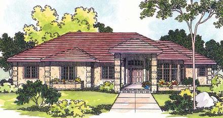 Mediterranean One-Story Elevation of Plan 69111