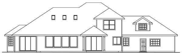 Traditional Rear Elevation of Plan 69114