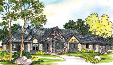 Mediterranean One-Story Tudor Elevation of Plan 69116