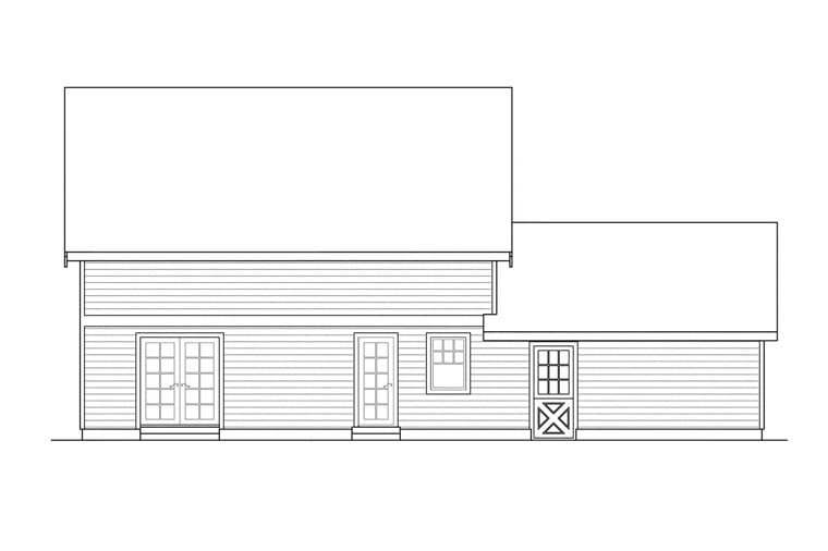 Bungalow, Craftsman Plan with 1600 Sq. Ft., 3 Bedrooms, 2 Bathrooms, 2 Car Garage Rear Elevation