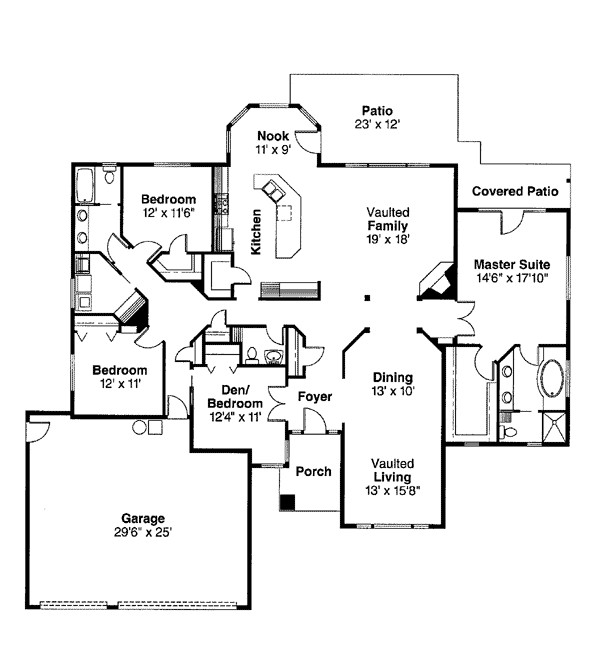 One-Story Traditional Level One of Plan 69123