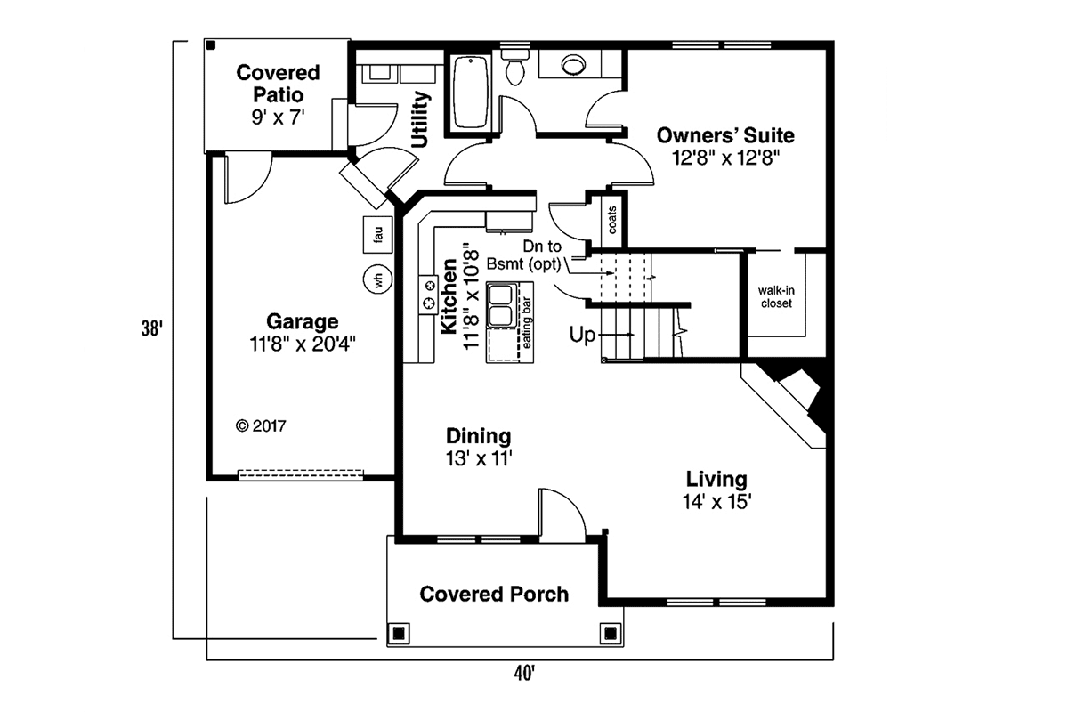 Country Craftsman Farmhouse Narrow Lot Traditional Level One of Plan 69124