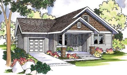 Country Craftsman Farmhouse Narrow Lot Traditional Elevation of Plan 69124