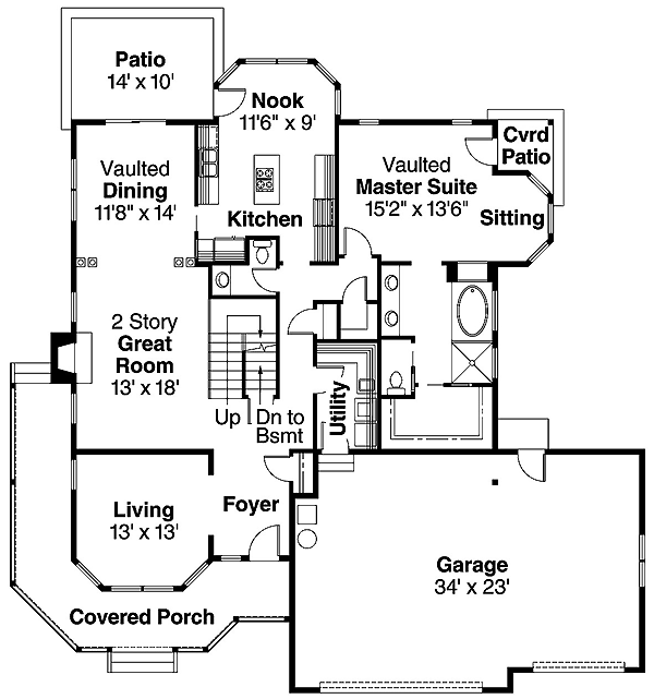 Country Craftsman Farmhouse Level One of Plan 69125