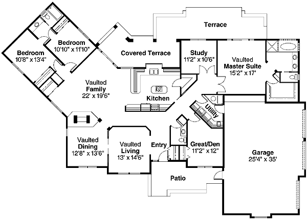 Mediterranean One-Story Level One of Plan 69126