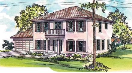 Colonial Mediterranean Elevation of Plan 69127