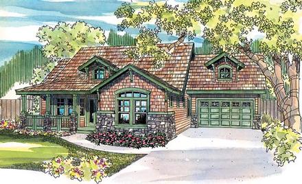Country Craftsman One-Story Traditional Elevation of Plan 69129