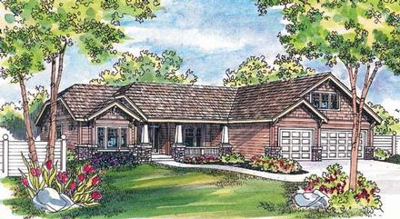 Bungalow Craftsman One-Story Elevation of Plan 69131