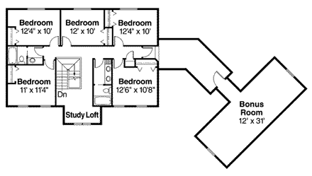 House Plan 69136 Second Level Plan