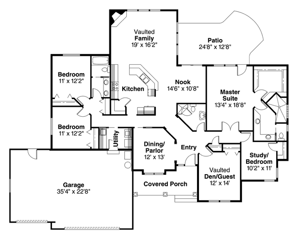 European One-Story Level One of Plan 69137