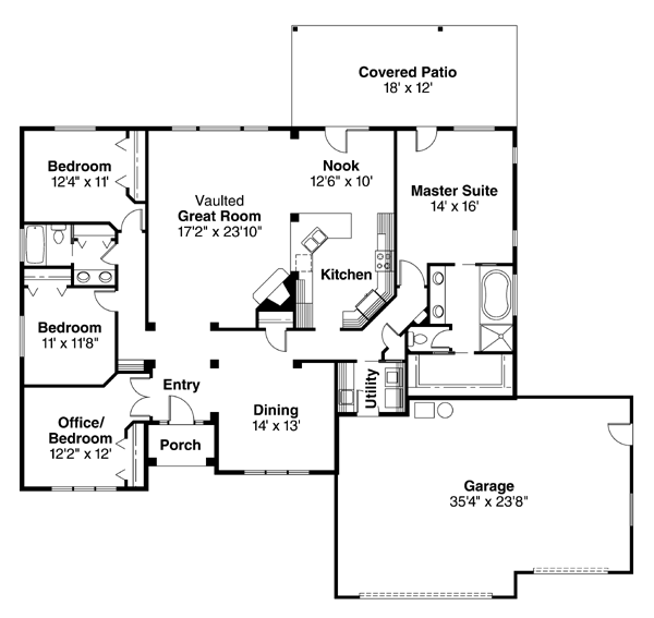 One-Story Traditional Level One of Plan 69138