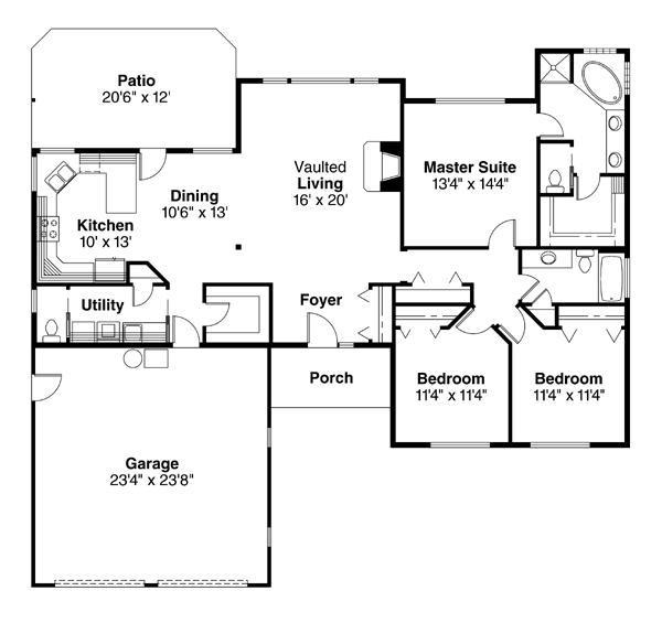 One-Story Traditional Level One of Plan 69140
