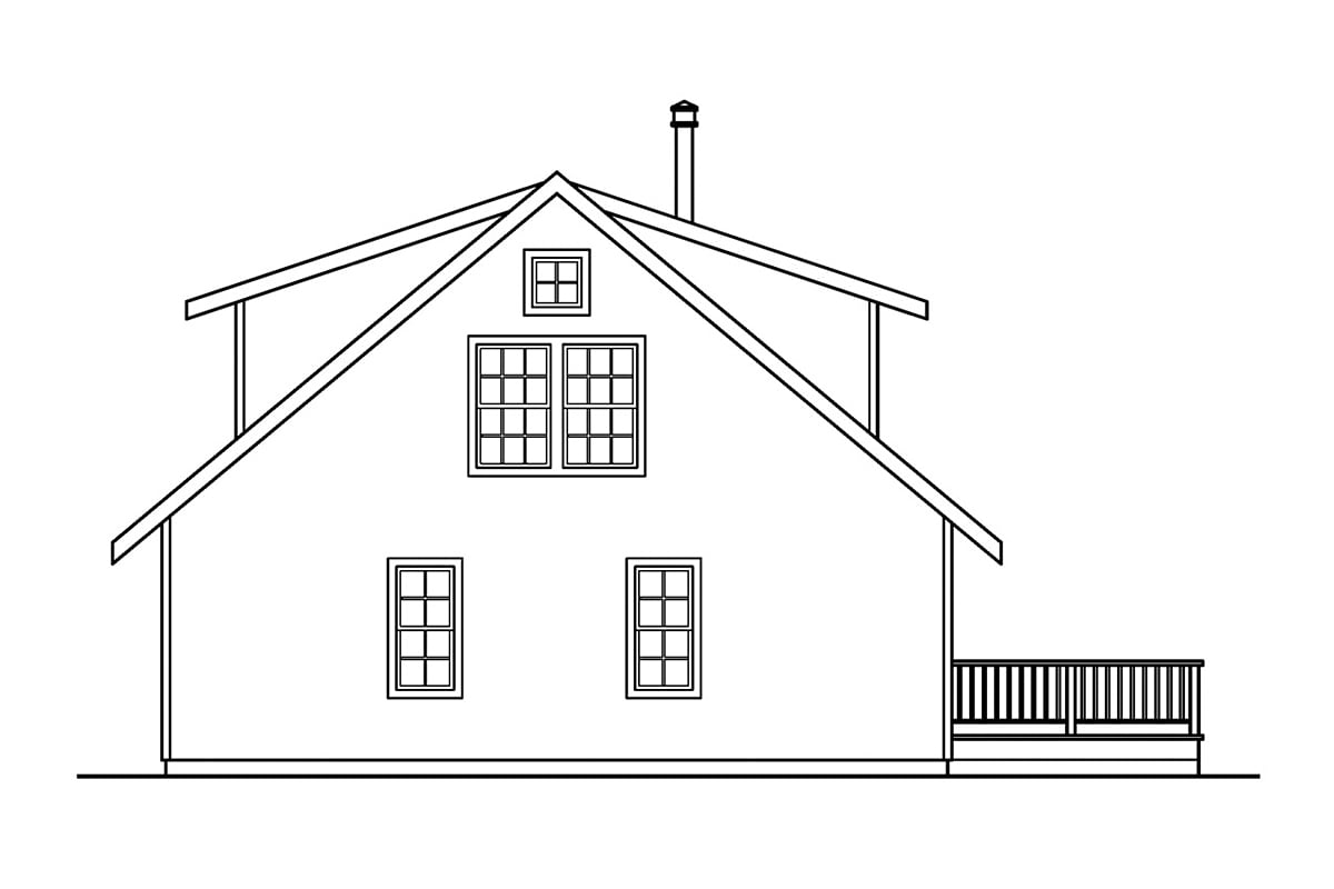 Cabin Country Rear Elevation of Plan 69144