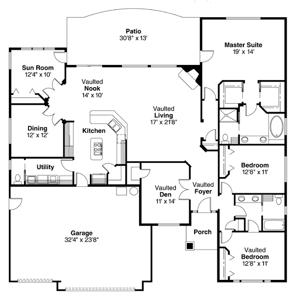 European One-Story Traditional Level One of Plan 69146