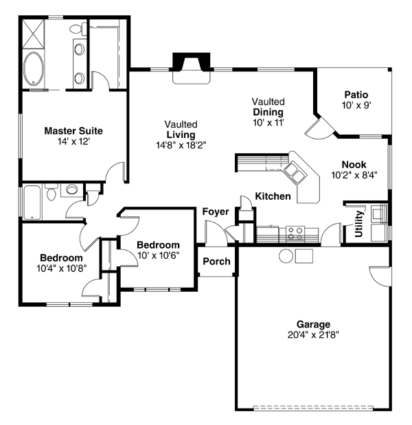 One-Story Traditional Level One of Plan 69147