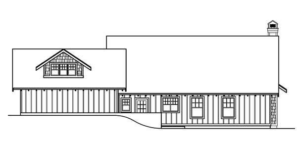 Bungalow Cape Cod Country Rear Elevation of Plan 69154