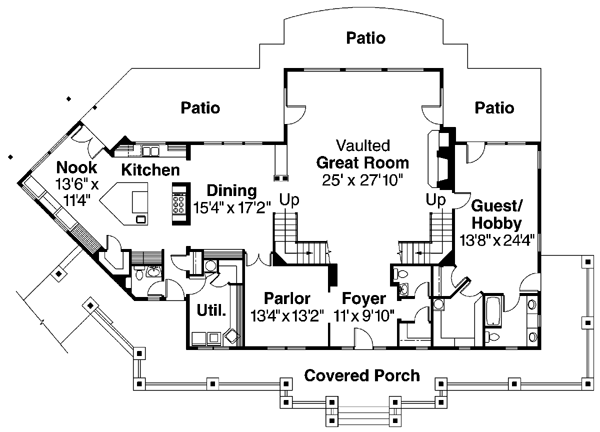 Bungalow Cape Cod Country Craftsman Level One of Plan 69156