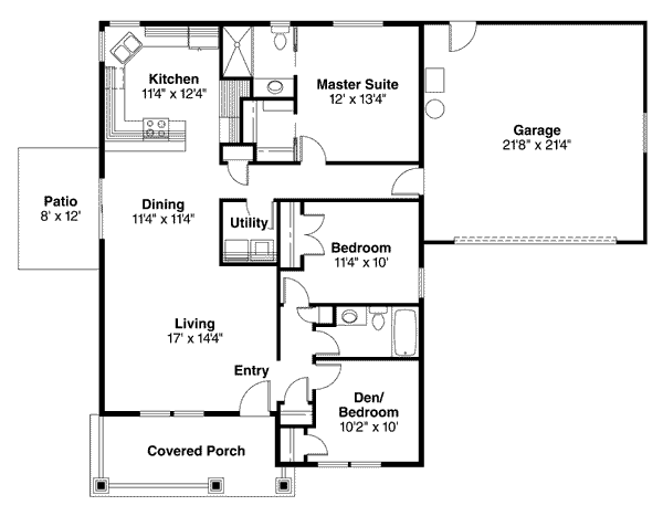 One-Story Traditional Level One of Plan 69157