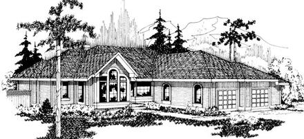 One-Story Southwest Traditional Elevation of Plan 69160