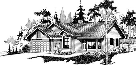 One-Story Ranch Elevation of Plan 69161