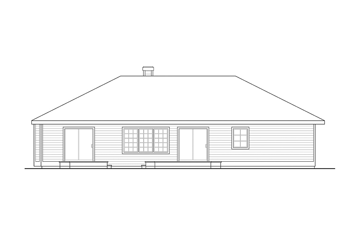 Traditional Rear Elevation of Plan 69166