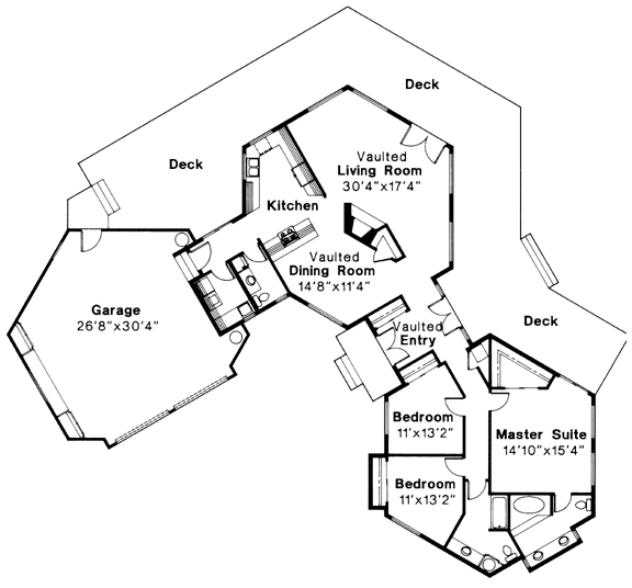 Contemporary One-Story Level One of Plan 69169