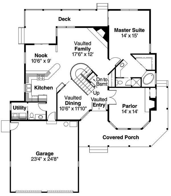 Country Farmhouse Level One of Plan 69172