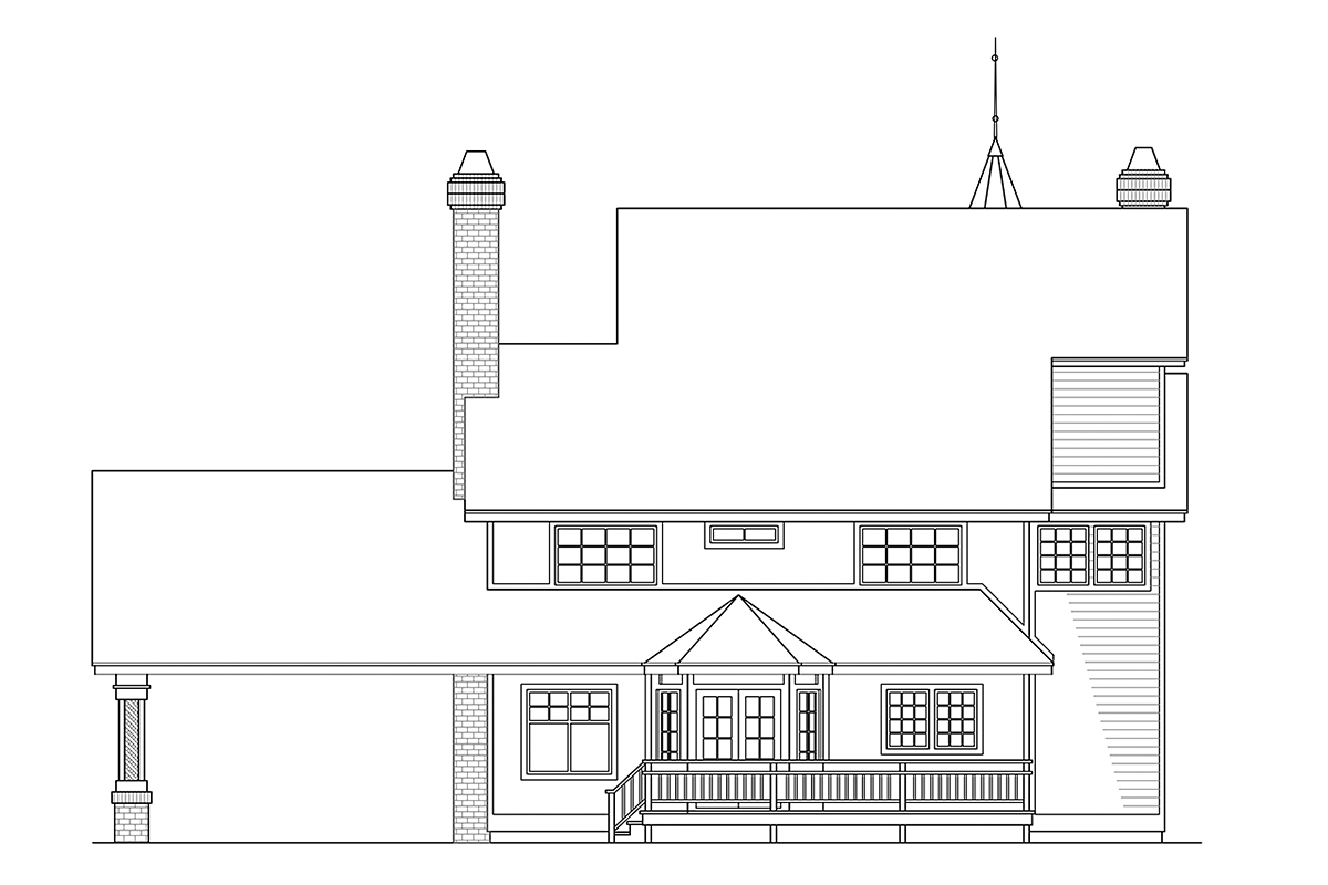Farmhouse Victorian Rear Elevation of Plan 69176