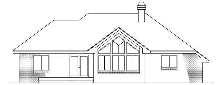 Contemporary One-Story Rear Elevation of Plan 69181