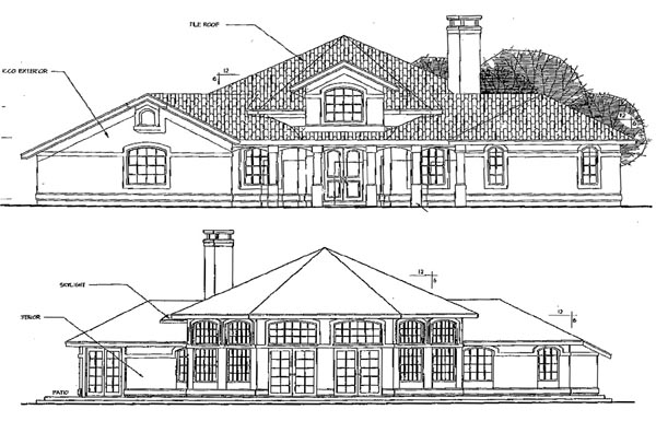 Contemporary Rear Elevation of Plan 69182