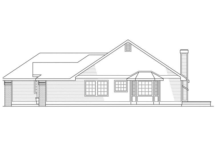 Traditional Rear Elevation of Plan 69183
