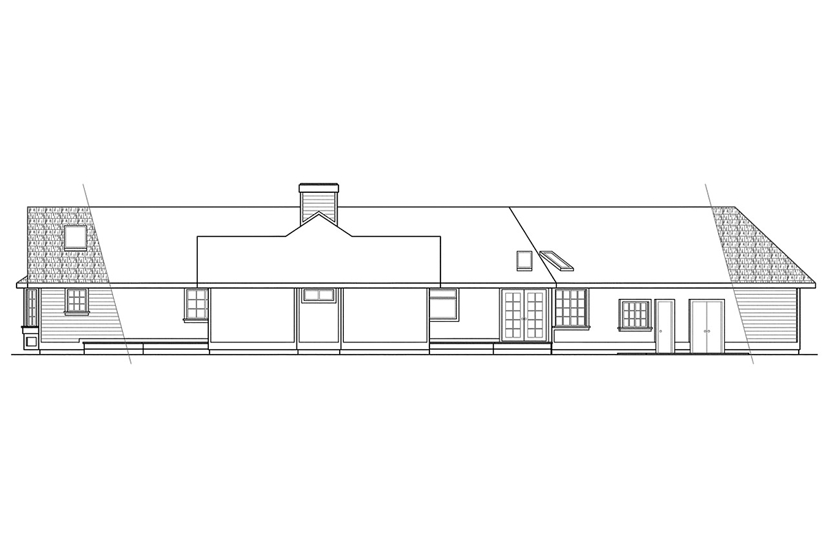 Contemporary Country Ranch Rear Elevation of Plan 69187