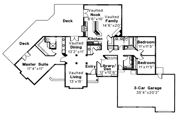 One-Story Ranch Level One of Plan 69193