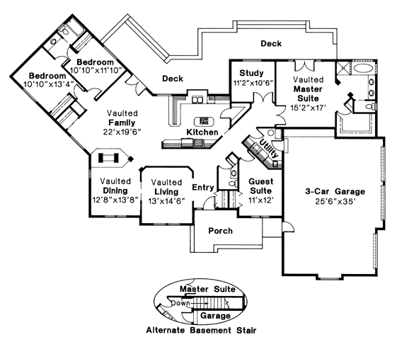 One-Story Traditional Level One of Plan 69198