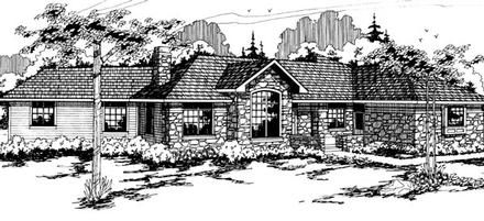 One-Story Traditional Elevation of Plan 69198