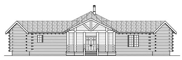 Log One-Story Rear Elevation of Plan 69205