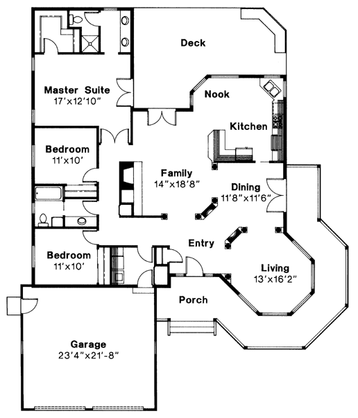 Country One-Story Ranch Level One of Plan 69219