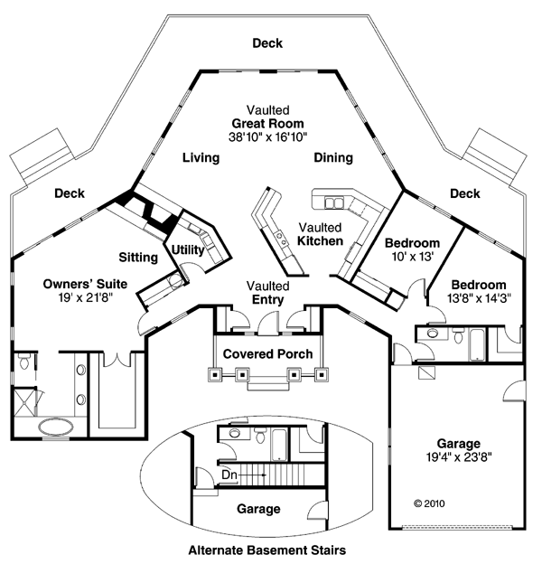 Contemporary Craftsman One-Story Ranch Level One of Plan 69230